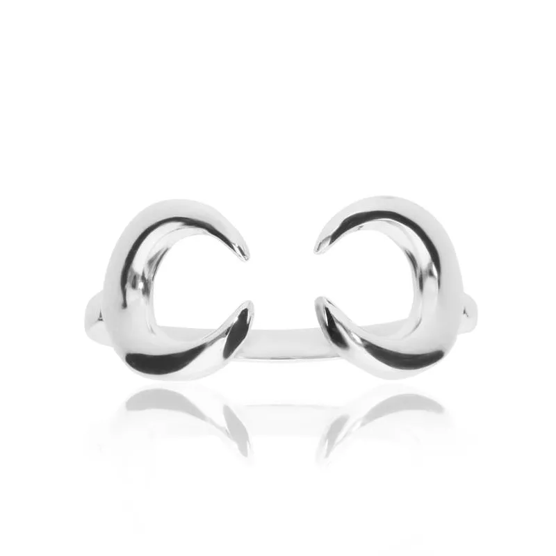 Anillo "Two Moons" en plata de primera ley