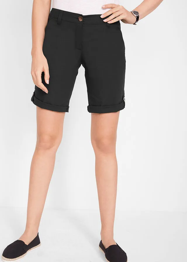 Bermudas de algodón veraniegas Negro