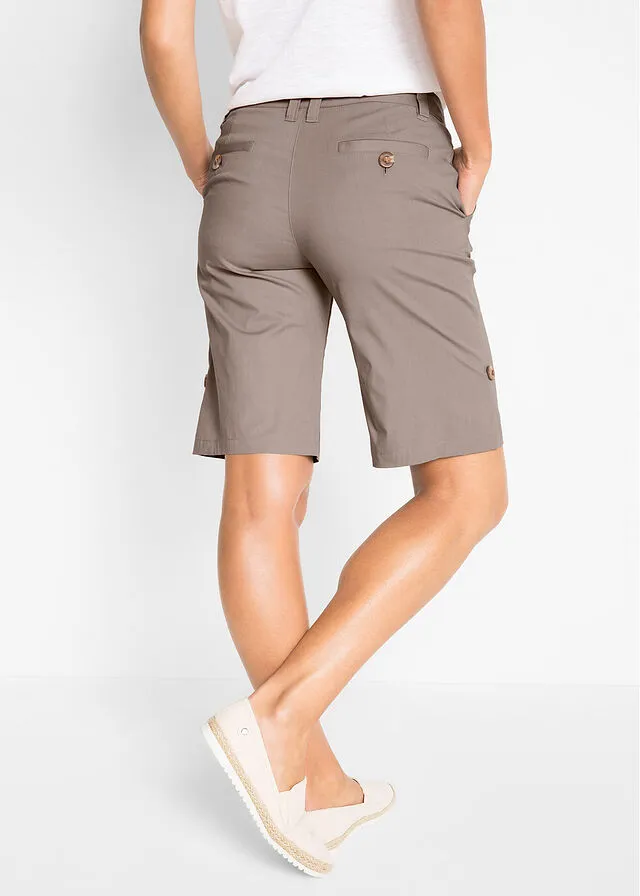 Bermudas de algodón veraniegas taupe