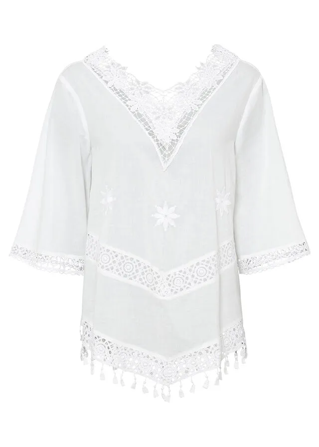 Blusa tipo túnica Blanco lana