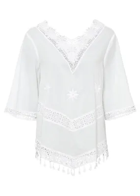 Blusa tipo túnica Blanco lana