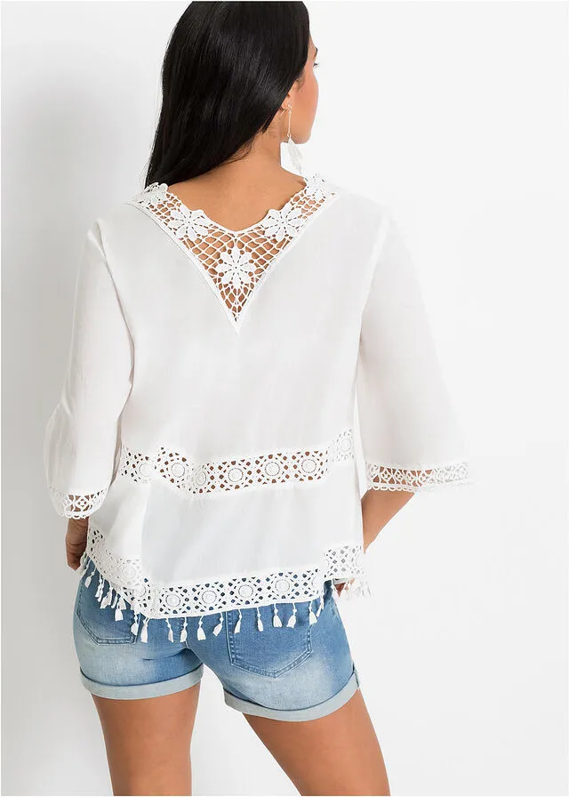 Blusa tipo túnica Blanco lana