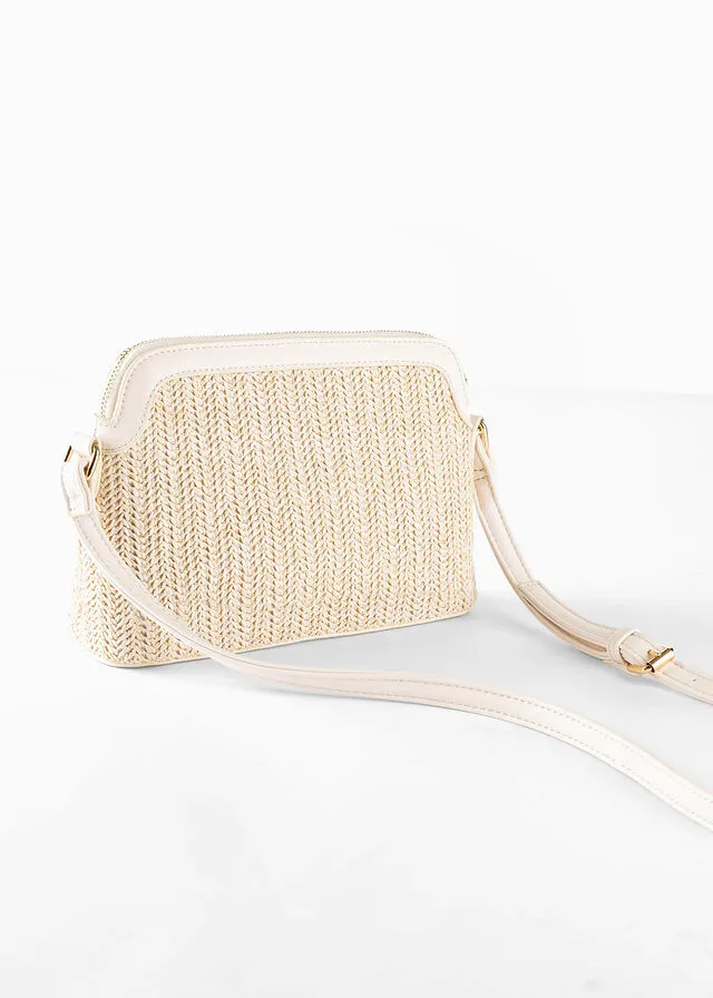 Bolso bandolera de paja Natural-blanco