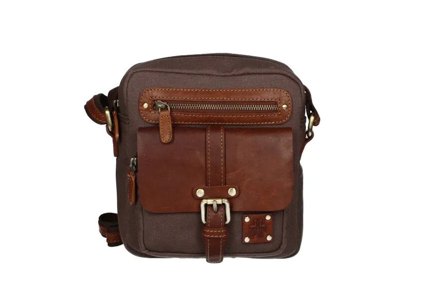 Bolso Mediano Piel/textil Caballero Marron-cuero