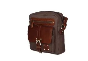 Bolso Mediano Piel/textil Caballero Marron-cuero