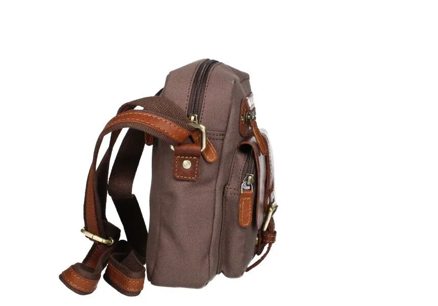 Bolso Mediano Piel/textil Caballero Marron-cuero