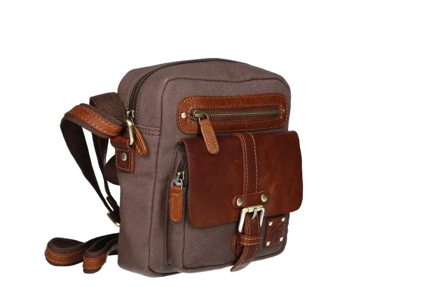 Bolso Mediano Piel/textil Caballero Marron-cuero