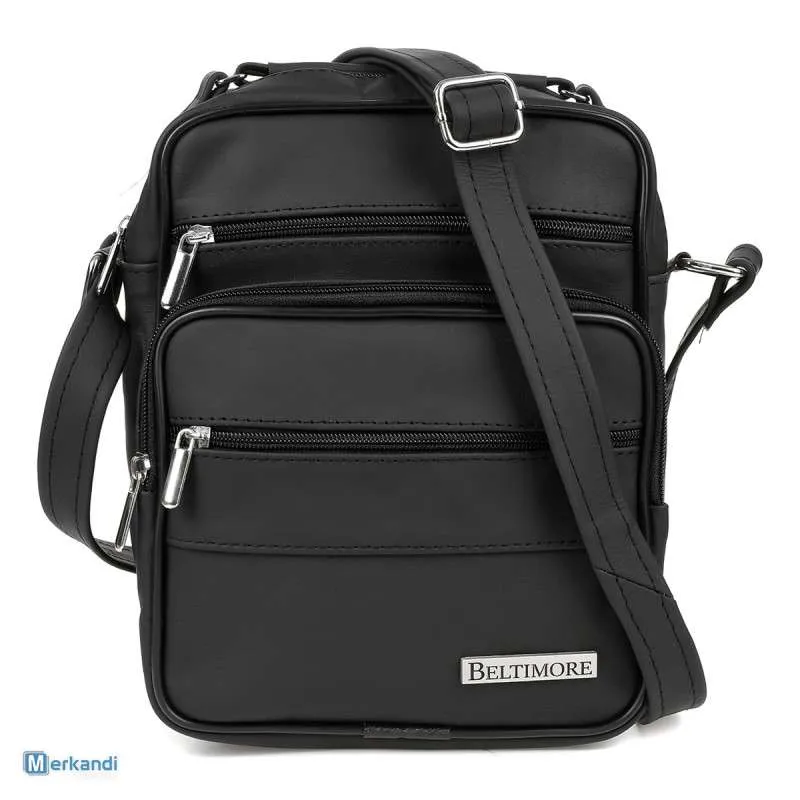 Bolso pequeño para hombre en cuero negro premium Beltimore G19