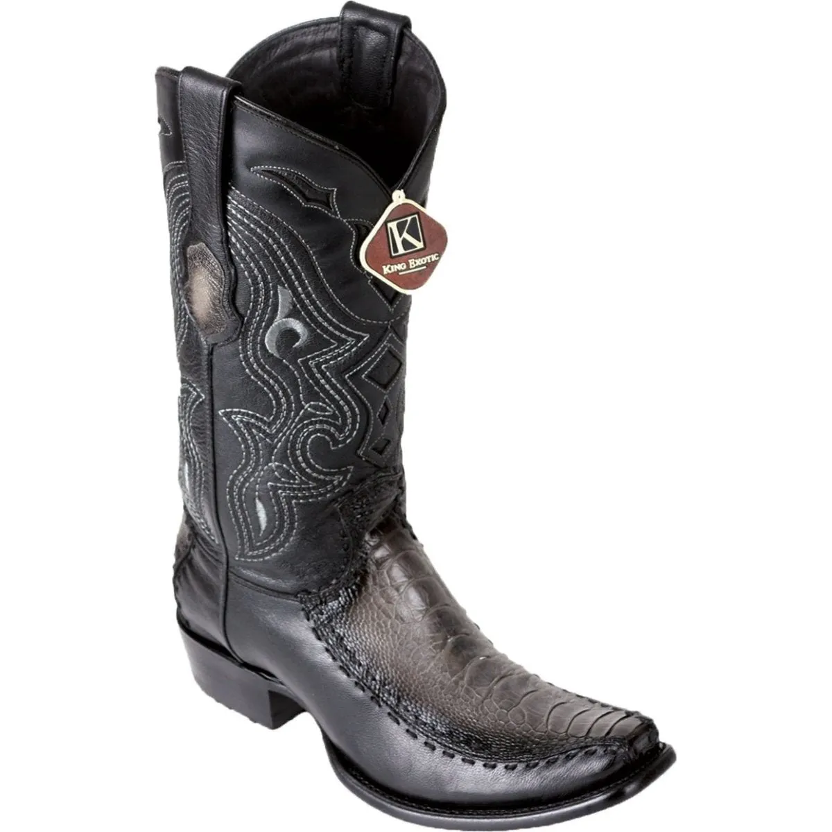 Botas de Avestruz Pata con Venado Original Horma Dubai KE-479F0538