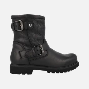 Botas de estilo motero en piel negra Felina con detalle de hebillas