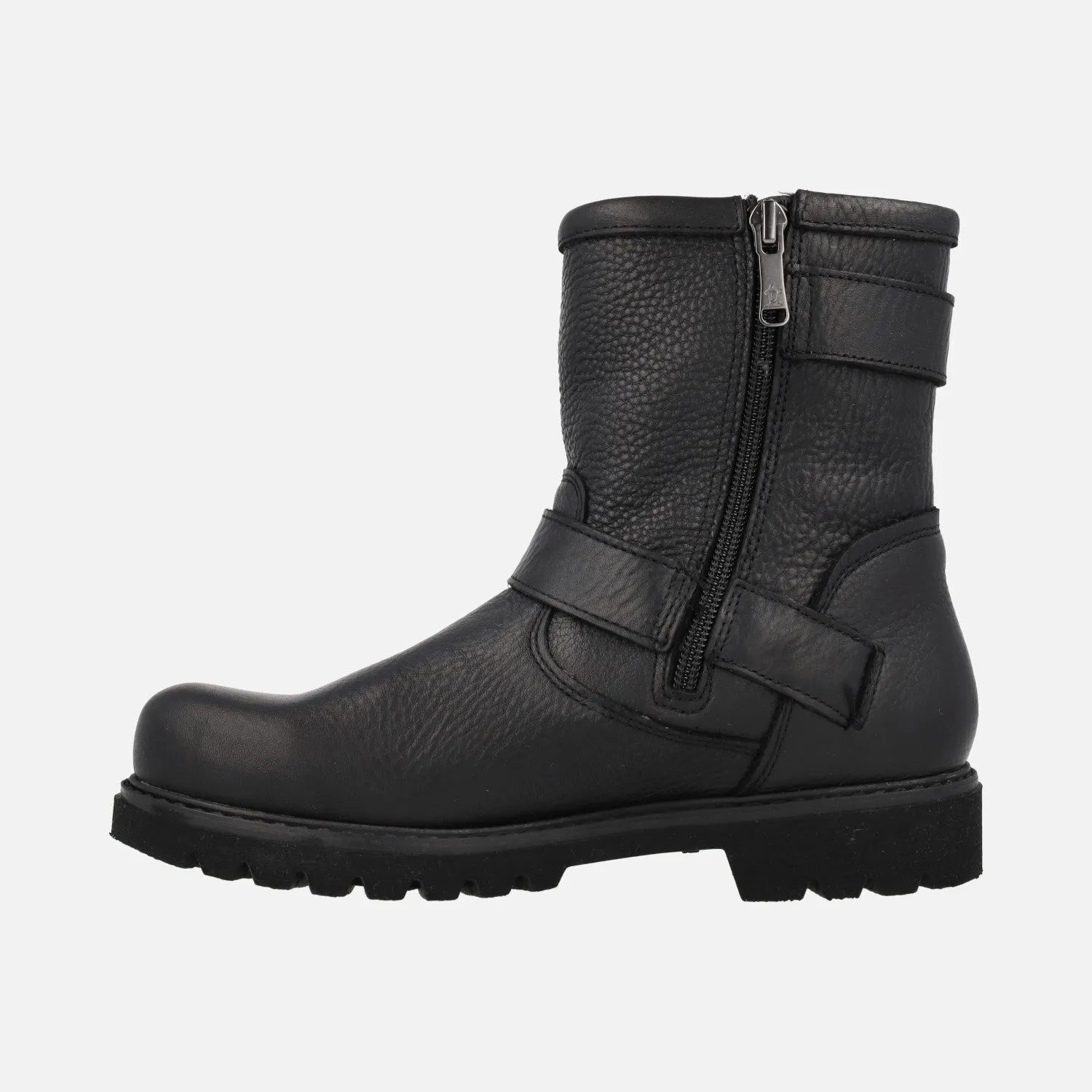 Botas de estilo motero en piel negra Felina con detalle de hebillas