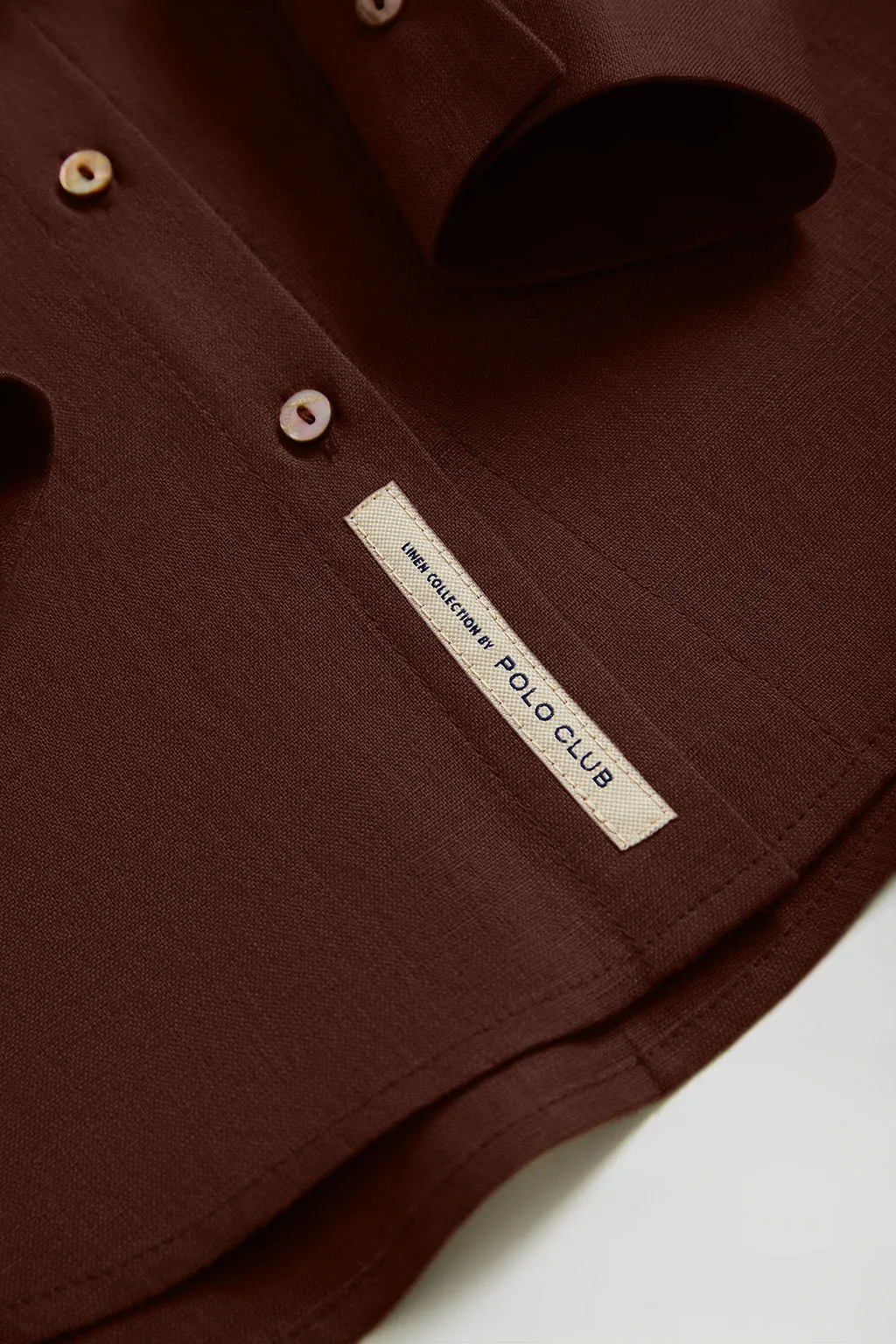 Camisa de lino marrón con detalle bordado Rigby Go