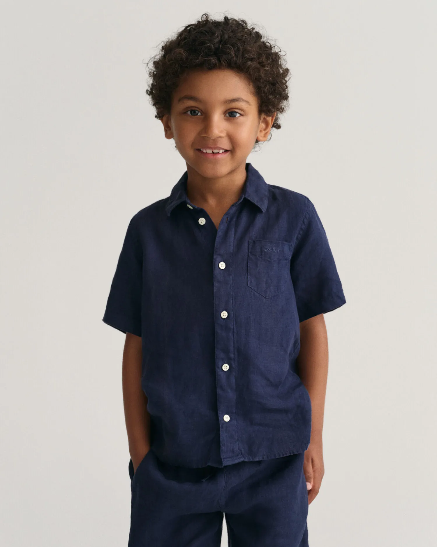 Camisa de manga corta en lino Kids