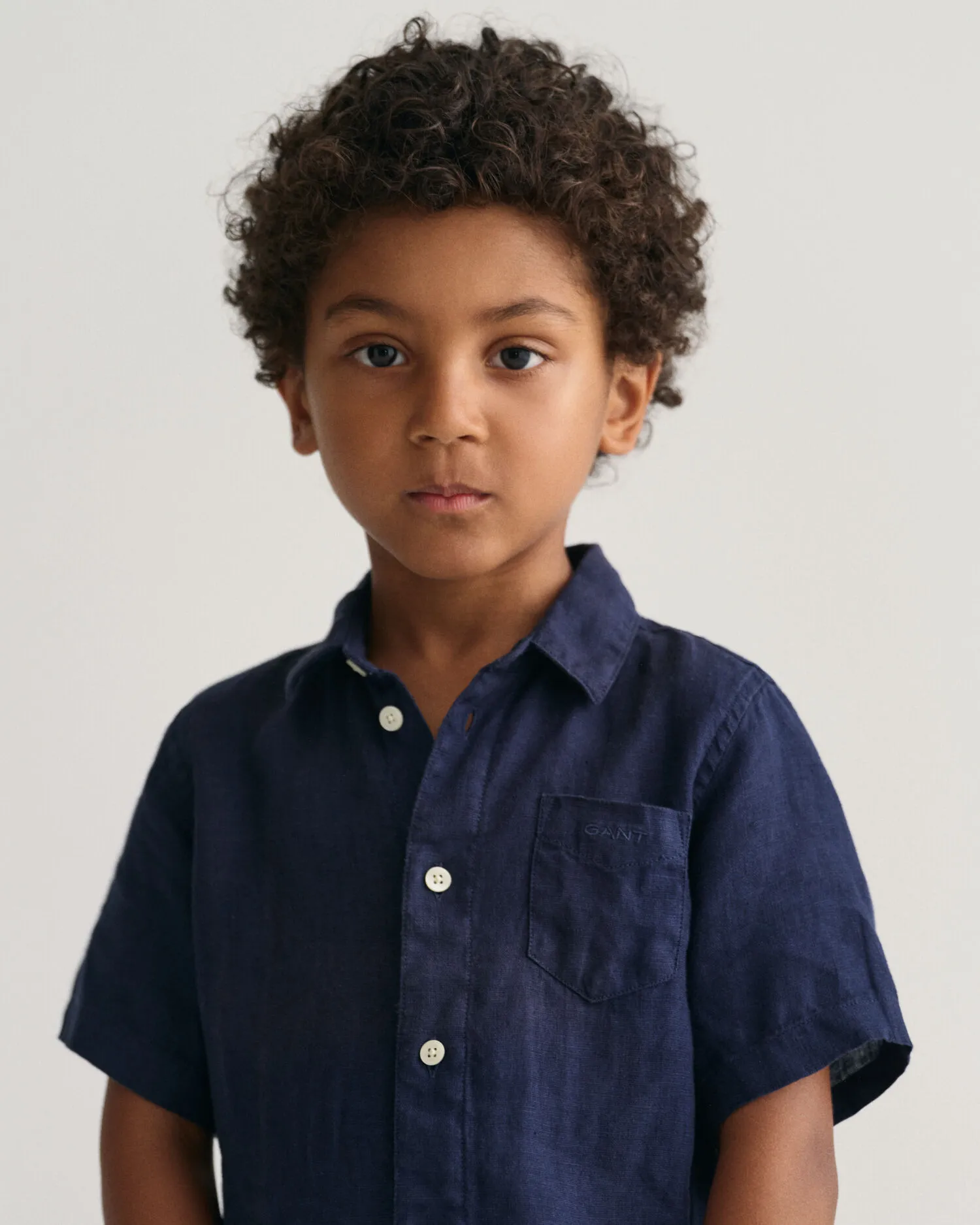 Camisa de manga corta en lino Kids