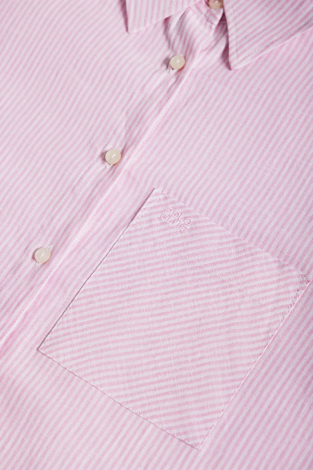 Camisa de rayas rosa de lino y algodón con detalle Polo Club