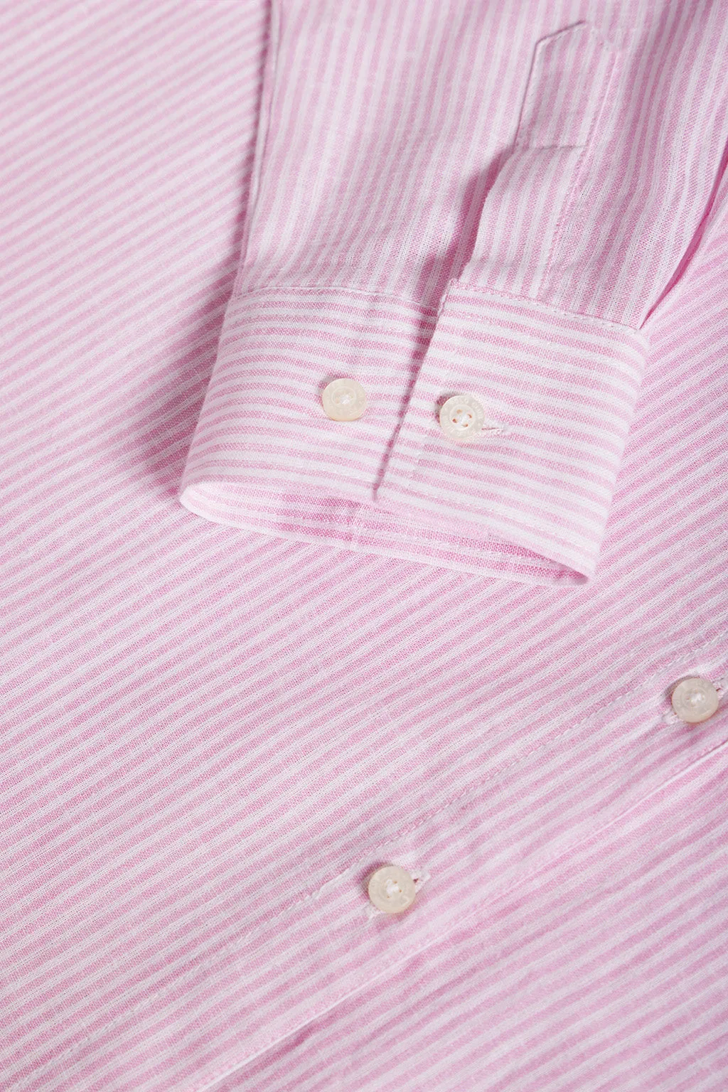 Camisa de rayas rosa de lino y algodón con detalle Polo Club