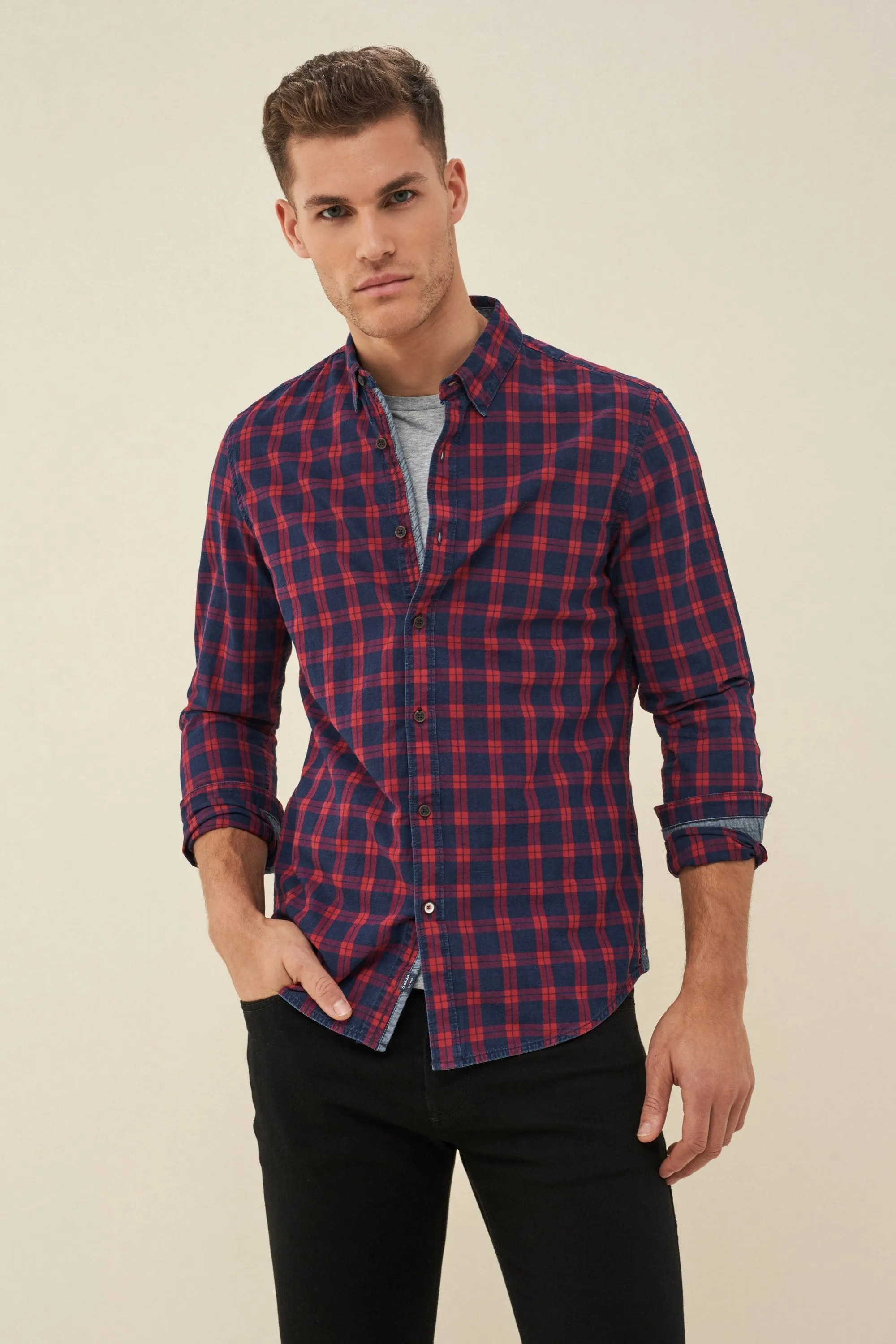 CAMISA FIT SLIM DE CUADROS