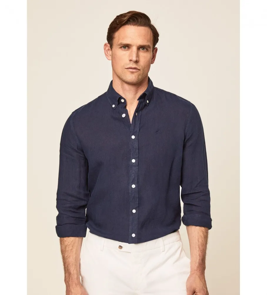 Camisa Lino Fit Slim marino