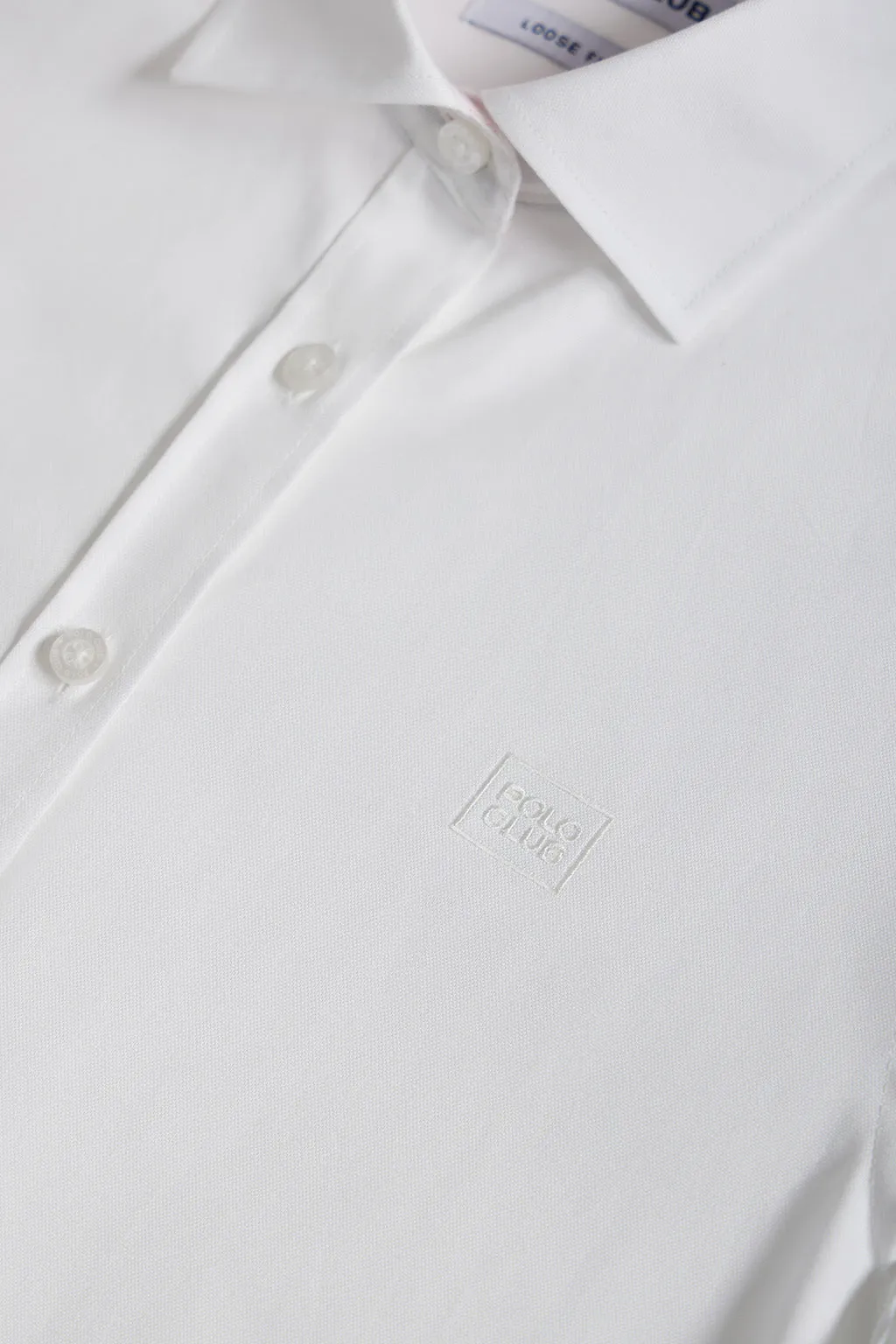 Camisa oxford blanca con logo bordado