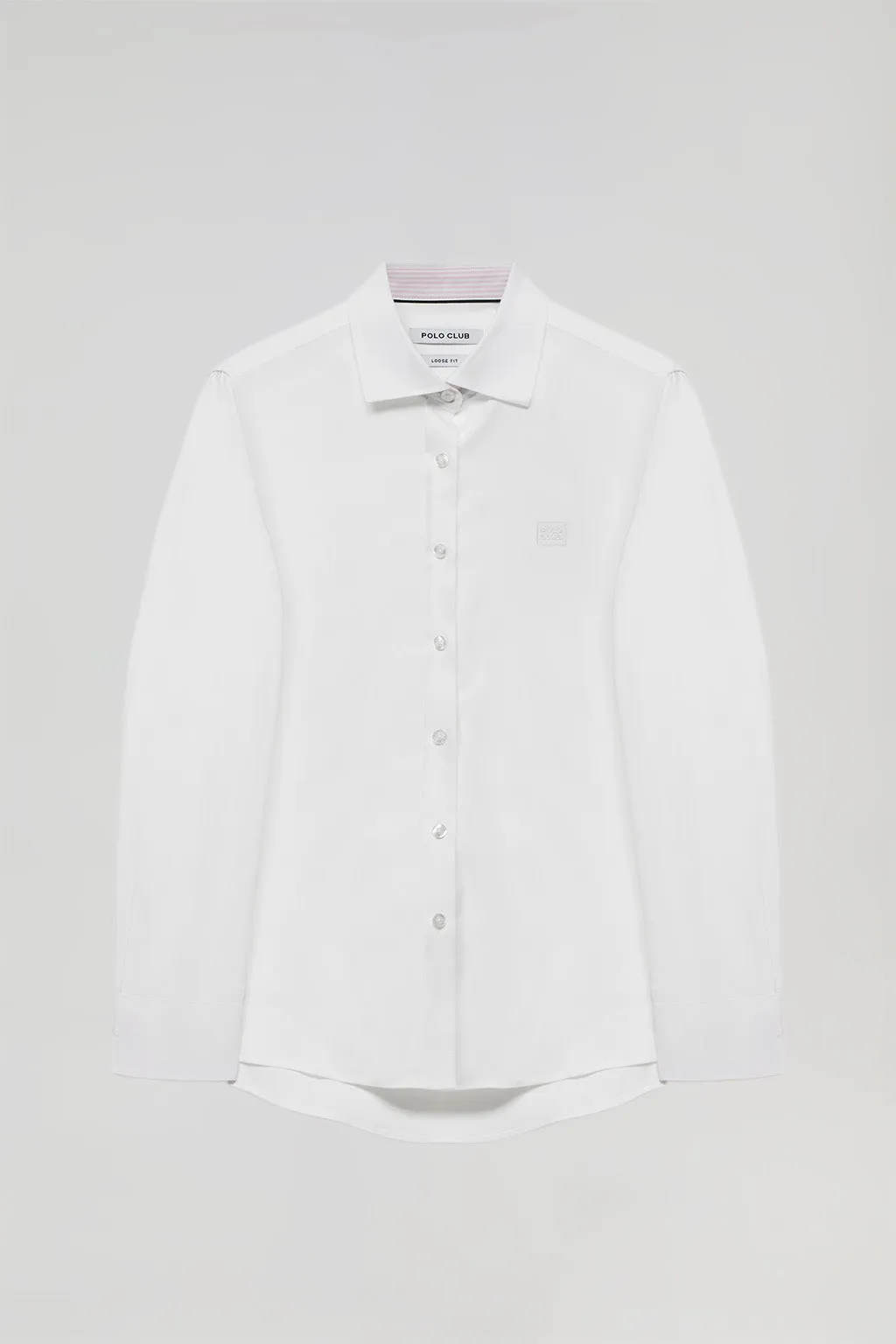 Camisa oxford blanca con logo bordado