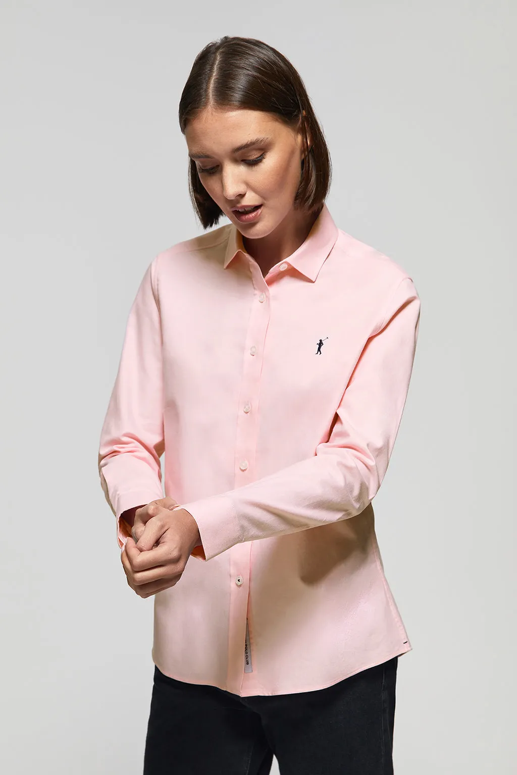 Camisa Oxford Regular fit rosa con logo Rigby Go