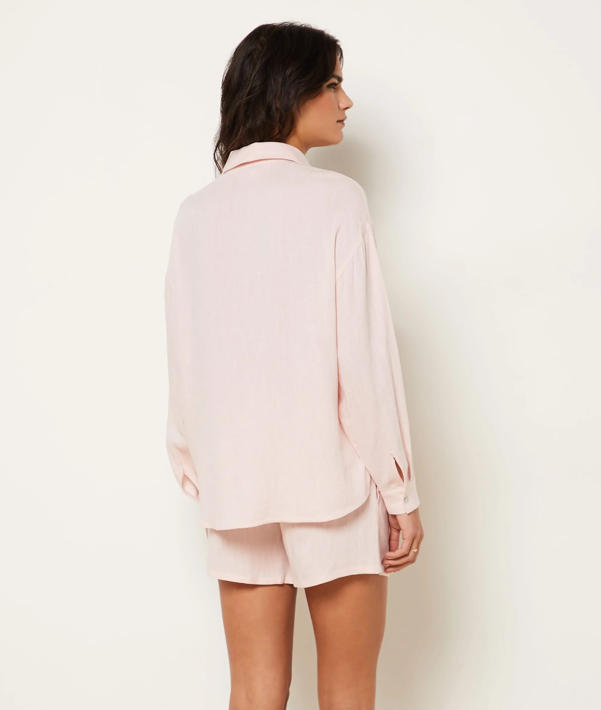 Camisa pijama de lino mezclado JUSTINE ROSE - ETAM