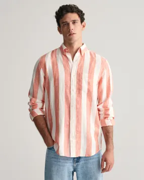 Camisa Regular Fit de lino a rayas atrevidas