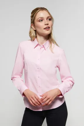 Camisa rosa Slim fit de popelín con logo