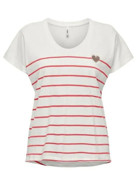 Camiseta Only Rayas Rojas Mujer