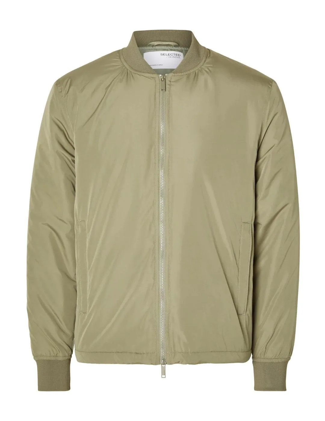 Chaqueta bomber Selected  Danny beige con cremallera  hombre