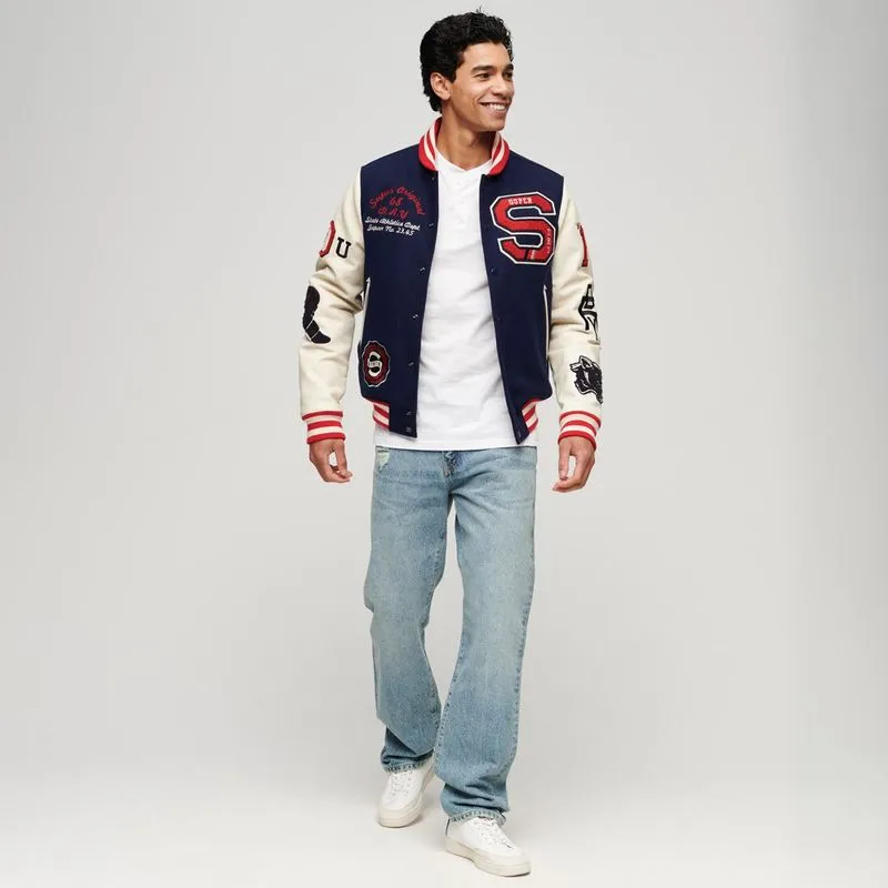 Chaqueta Casual Para Hombre College Varsity Patched Bomber Superdry