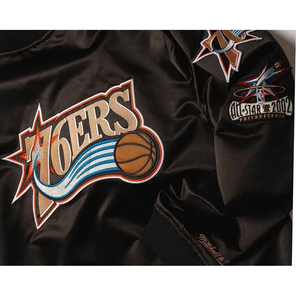 Chaqueta Philadelphia 76ers NBA Lightweight Satin Bomber Black