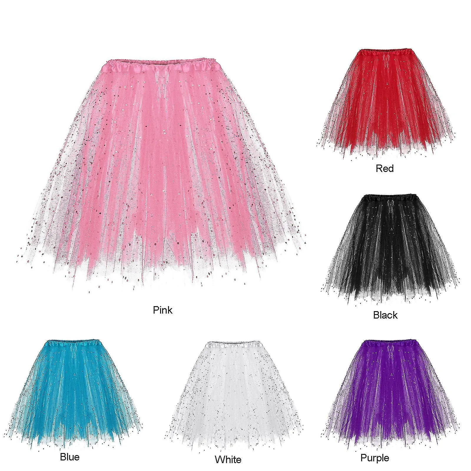 Falda Tutu Mujer Ballet Vintage Bubble Dance Faldas para Cosplay Party Falda de Tul Elástico en Capas