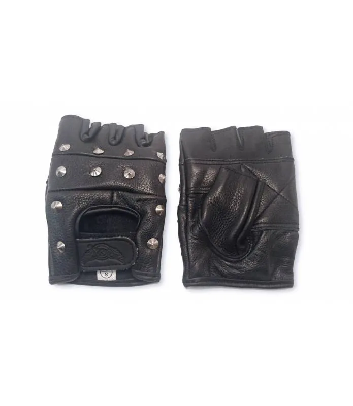 Guantes Sin Dedos MITONES de PIEL con PINCHOS OSX Mod.AC08/3 Biker,Rock,Gothic