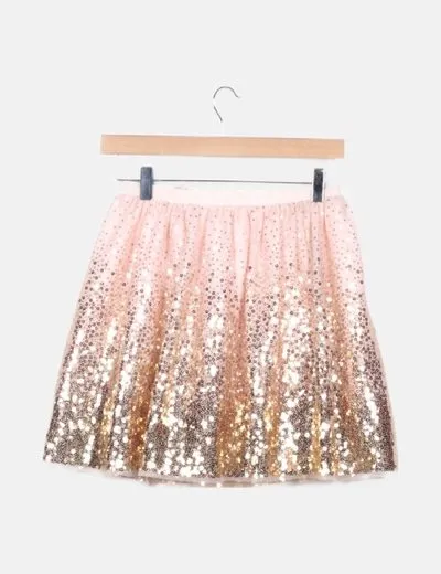 H&M Falda rosa tul detalle paillettes