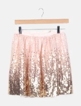 H&M Falda rosa tul detalle paillettes