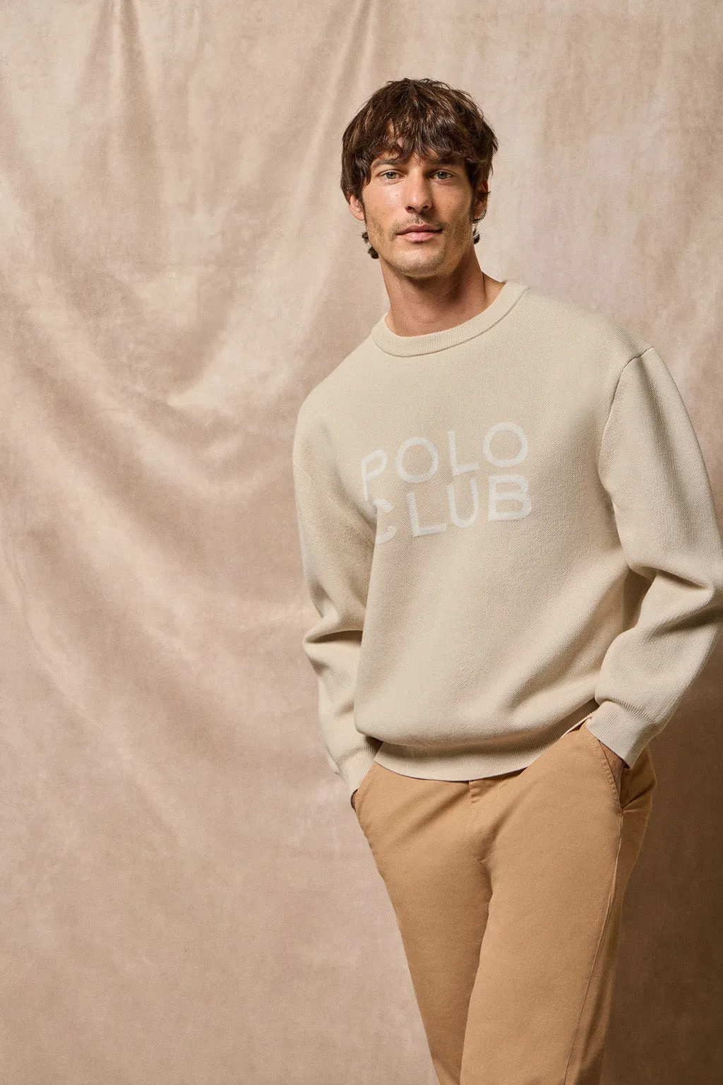 Jersey Axel de punto beige con logo en el pecho Polo Club