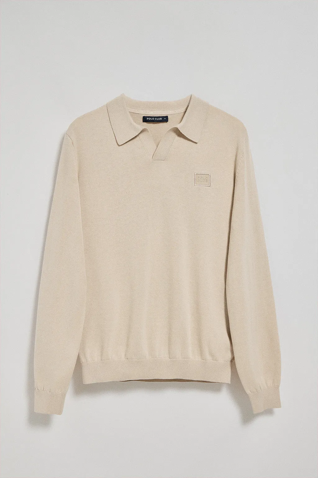 Jersey beige Martin de cuello polo y pico con detalle Polo Club