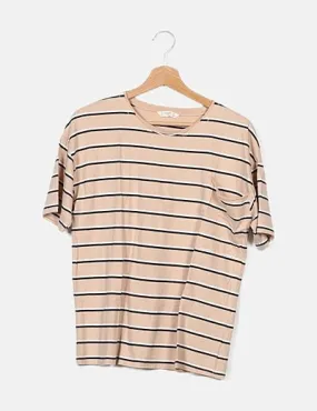 Mango Camiseta beige de rayas