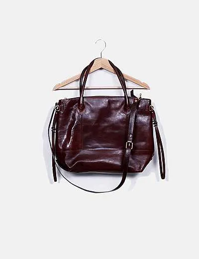 Massimo Dutti Bolso marrón 100% cuero