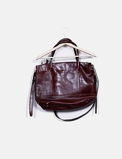 Massimo Dutti Bolso marrón 100% cuero