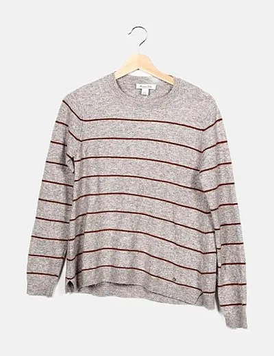 Massimo Dutti Jersey gris de rayas