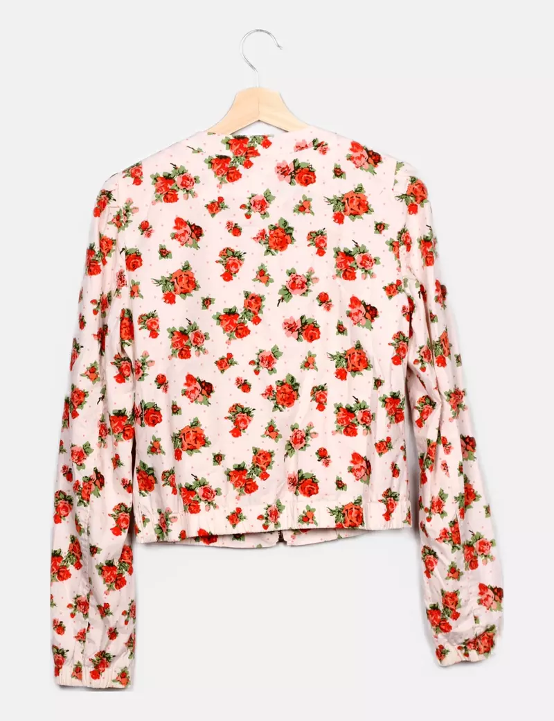 Mint & berry Bomber blanco estampado floral