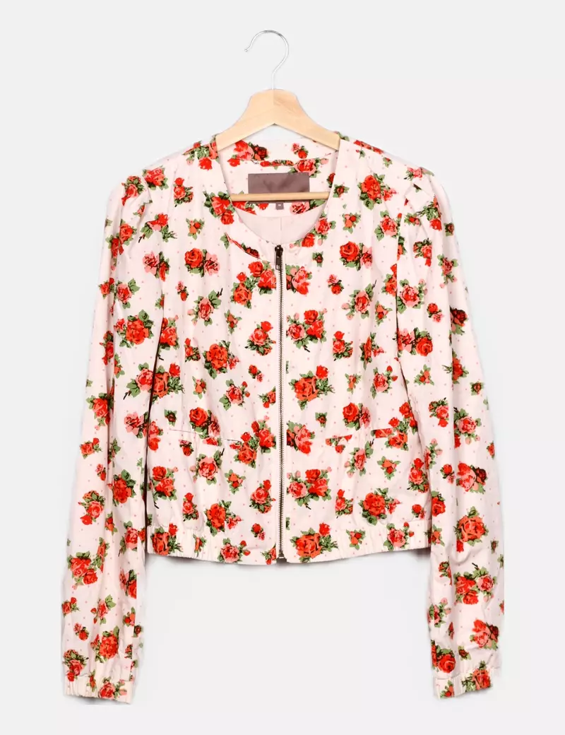 Mint & berry Bomber blanco estampado floral