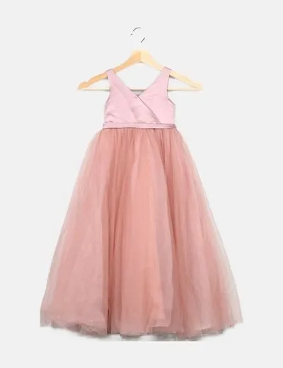 NoName Vestido rosa tul escote satinado