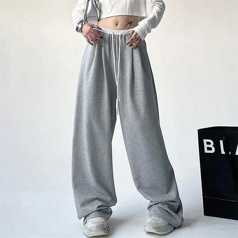 Pantalones de chándal negros para mujer Casual Vintage Harajuku Streetwear Pantalones holgados de pierna ancha