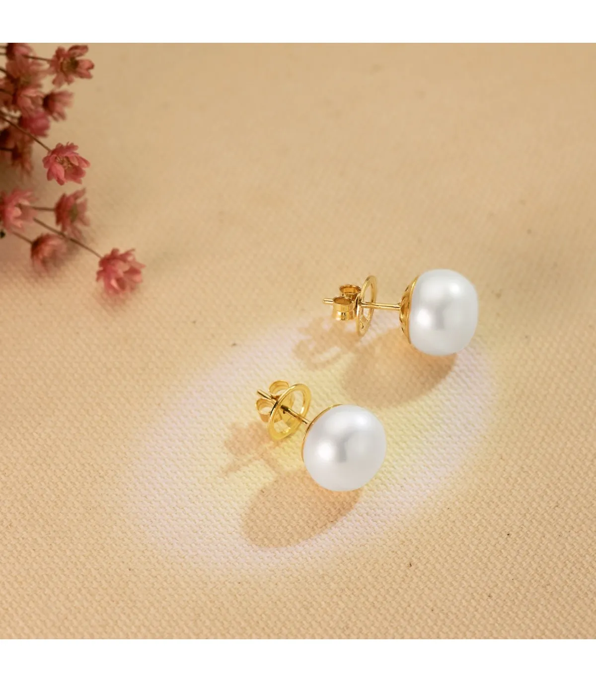 Pendientes Amelie Perla Cultivada Oro Amarillo 18 K 13 MM