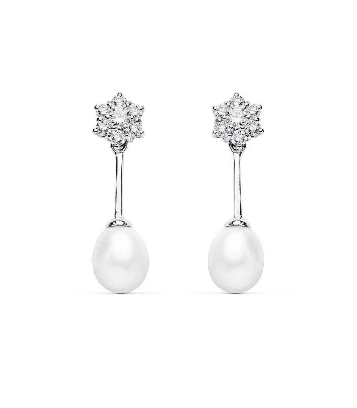 Pendientes de novia Lady Diana Oro Blanco 9K Perla