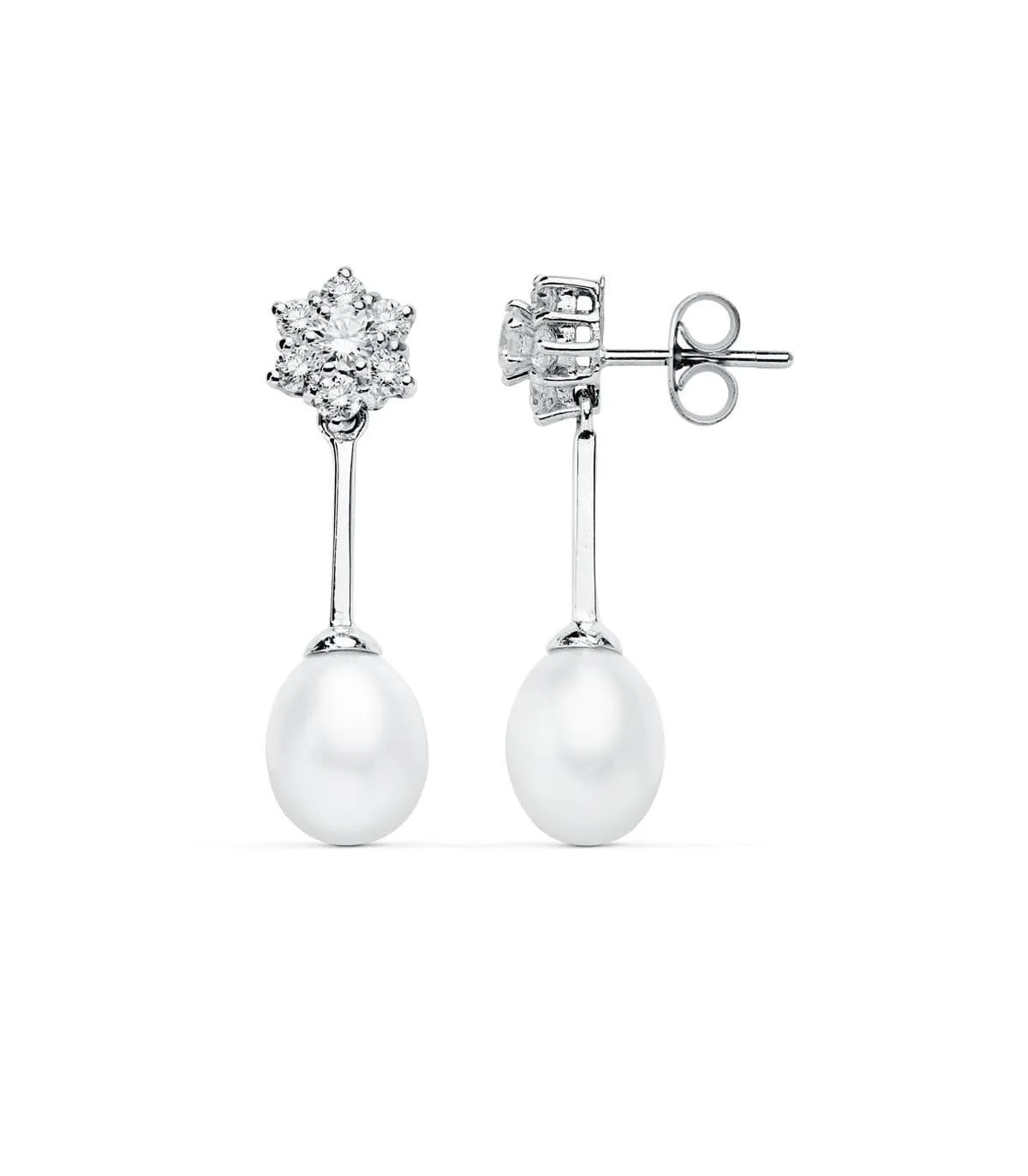 Pendientes de novia Lady Diana Oro Blanco 9K Perla