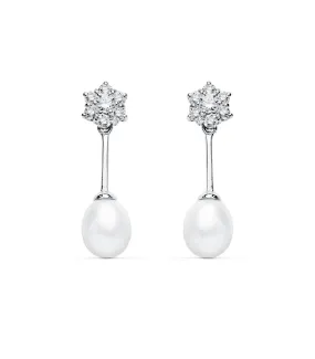 Pendientes de novia Lady Diana Oro Blanco 9K Perla